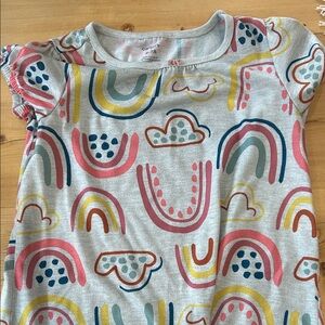 Carter's Light Gray Short Sleeve Night Gown with Multi-Color Rainbow 6-7a